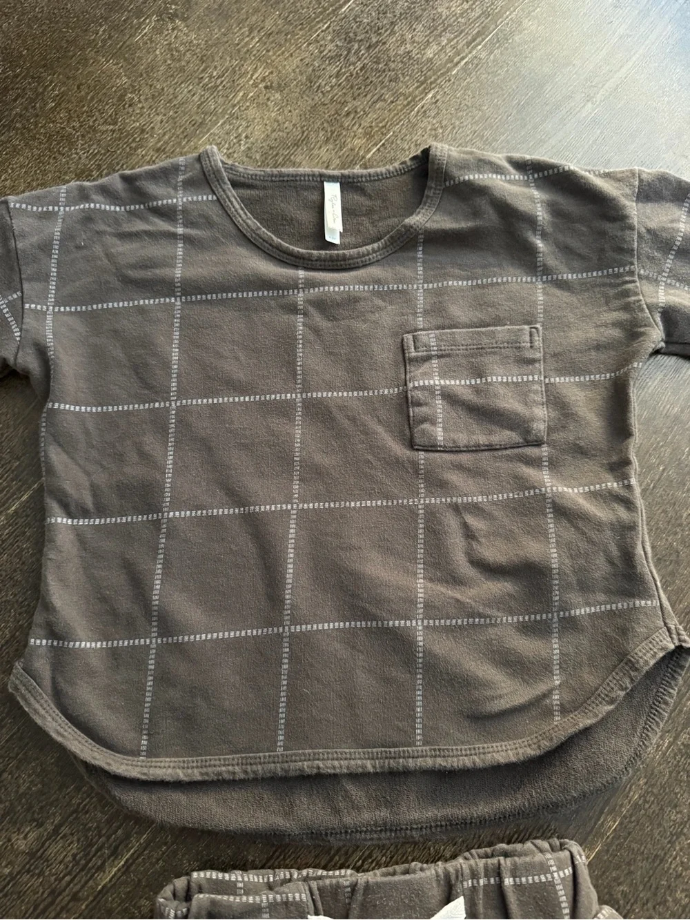 Rylee + Cru Gray Windowpane Comfortable Lounge Top & Pants Set 4/5years